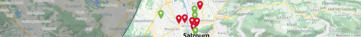 Kartenansicht für Apotheken-Notdienste in der Nähe von Itzling (Salzburg (Stadt), Salzburg)